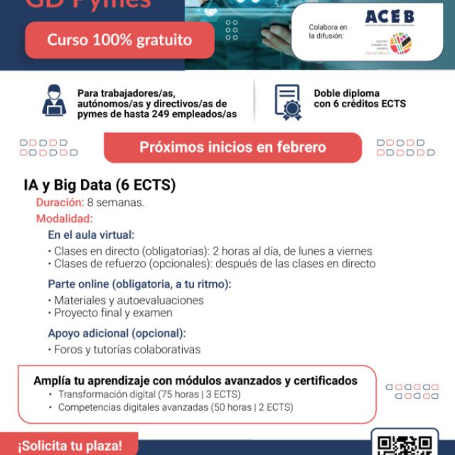 COMIENZA EN FEBRERO UN NUEVO CURSO DE INTELIGENCIA ARTIFICIAL, 100% SUBVENCIONADO PARA PYMES
