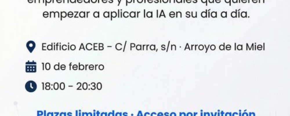 ACEB OFRECE EL 10 DE FEBRERO UN TALLER PRÁCTICO GRATUITO PARA COMENZAR A APLICAR LA IA EN LAS PYMES