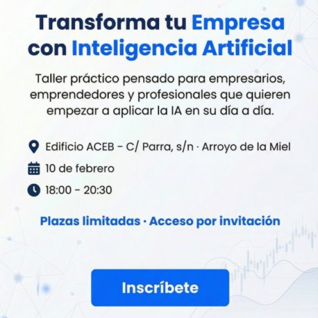 ACEB OFRECE EL 10 DE FEBRERO UN TALLER PRÁCTICO GRATUITO PARA COMENZAR A APLICAR LA IA EN LAS PYMES
