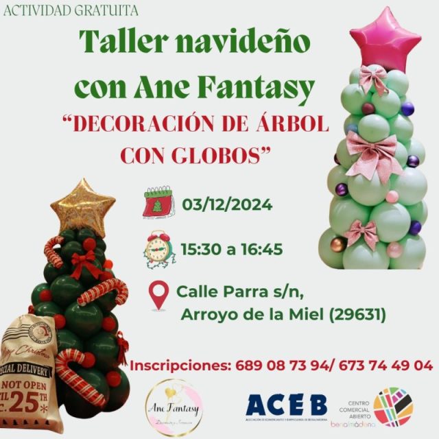 ACEB OFRECE UN TALLER GRATUITO PARA REALIZAR UN ÁRBOL NAVIDEÑO CON GLOBOS, DE LA MANO DE ANE FANTASY