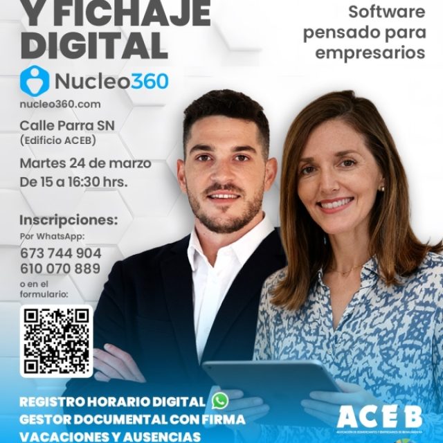 ACEB ORGANIZA EL 24 DE MARZO UN TALLER GRATUITO DE FICHAJE HORARIO DIGITAL