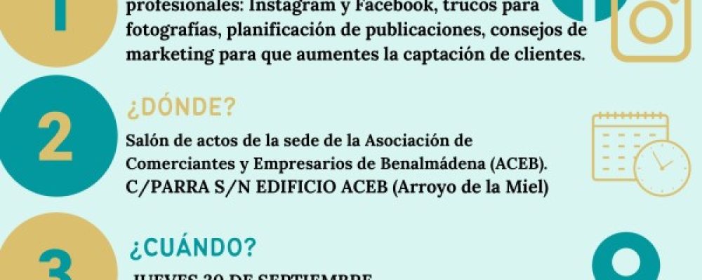 TALLER GRATUITO “REDES SOCIALES PARA COMERCIOS”, EN LA SEDE DE ACEB Y ACCAB EL 30 DE SEPTIEMBRE
