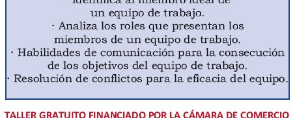 CURSO ‘TRABAJO EN EQUIPO” EN LA SEDE DE LA ACEB, GRATUITO Y FINANCIADO POR LA CÁMARA DE COMERCIO